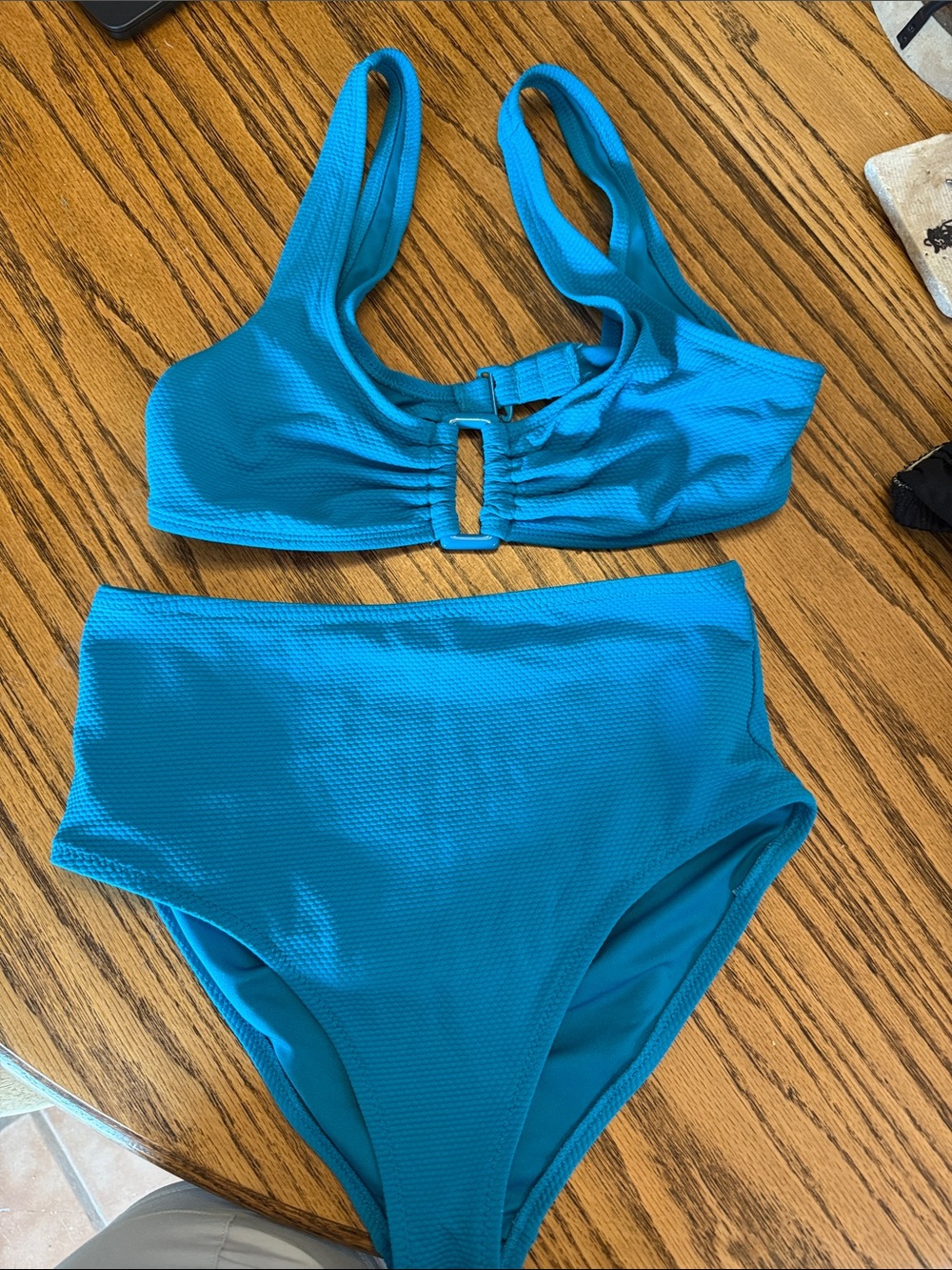 High-Waist Two-Piece Swim Set in Bright Teal